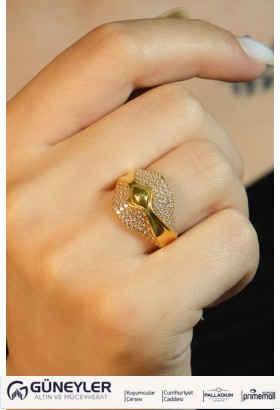 TAŞLI FANTAZİ YÜZÜK 22 AYAR A030388