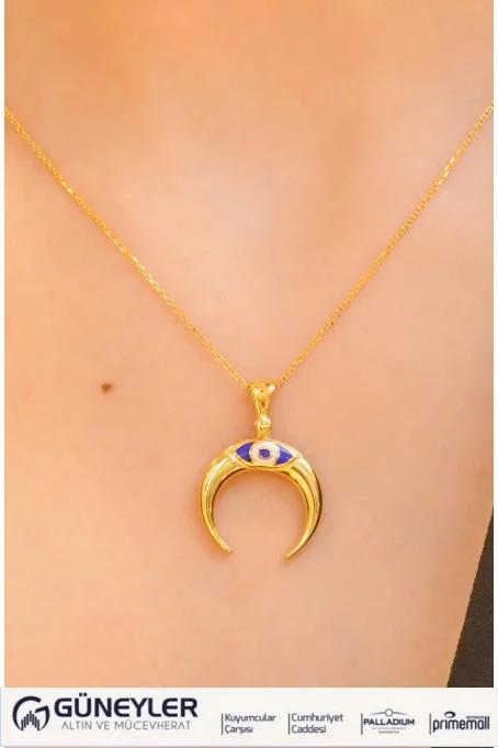 NAZAR BONCUKLU HİLAL KOLYE 22 AYAR A054889 NAZAR BONCUKLU HİLAL KOLYE 22 AYAR A054889