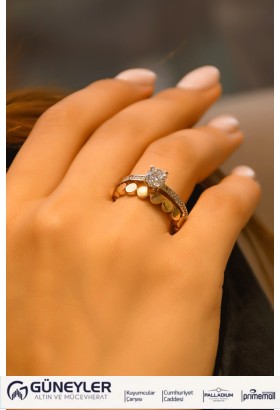 TEKTAŞLI ALYANS YÜZÜK 14 AYAR A030723 TEKTAŞLI ALYANS YÜZÜK 14 AYAR A030723