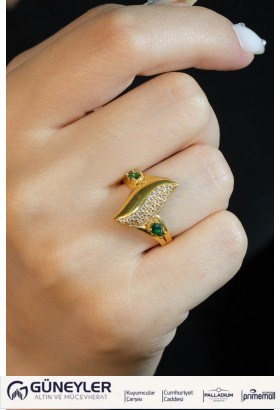 TAŞLI YAPRAK YÜZÜK 22 AYAR A029176 TAŞLI YAPRAK YÜZÜK 22 AYAR A029176