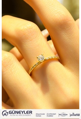YAN KOLLARI TAŞLI TEKTAŞ YÜZÜK 22 AYAR A049329 YAN KOLLARI TAŞLI TEKTAŞ YÜZÜK 22 AYAR A049329