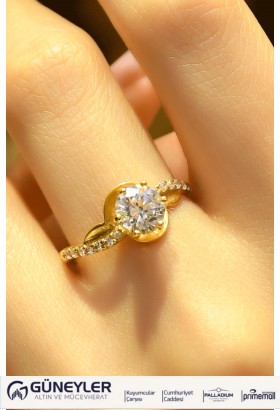 YAN KOLLARI TAŞLI TEKTAŞ YÜZÜK 22 AYAR A001720 YAN KOLLARI TAŞLI TEKTAŞ YÜZÜK 22 AYAR A001720