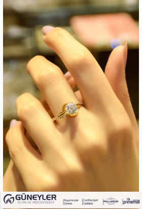 YAN KOLLARI TAŞLI TEKTAŞ YÜZÜK 22 AYAR A001720 YAN KOLLARI TAŞLI TEKTAŞ YÜZÜK 22 AYAR A001720