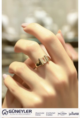 TAŞLI Ü HARF FANTAZİ YÜZÜK 14 AYAR AT04912