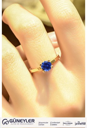 MAVİ TOPAZ TAŞLI YÜZÜK 14 AYAR ATS5934