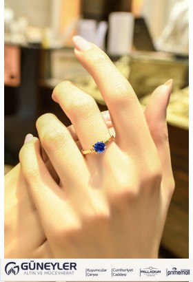 MAVİ TOPAZ TAŞLI YÜZÜK 14 AYAR ATS5934