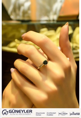 SİYAH TEKTAŞ YÜZÜK 14 AYAR ATS6019 SİYAH TEKTAŞ YÜZÜK 14 AYAR ATS6019