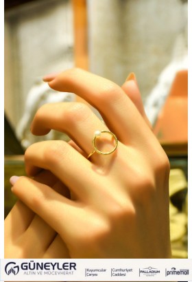 İNCİLİ HALKA YÜZÜK 14 AYAR ATS8023
