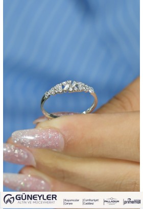 TAŞLI YAPRAK YÜZÜK 14 AYAR AT04285