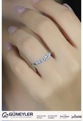 TAŞLI YAPRAK YÜZÜK 14 AYAR AT04285