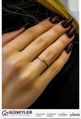 TAŞLI YILDIZ YÜZÜK 14 AYAR A064396 TAŞLI YILDIZ YÜZÜK 14 AYAR A064396