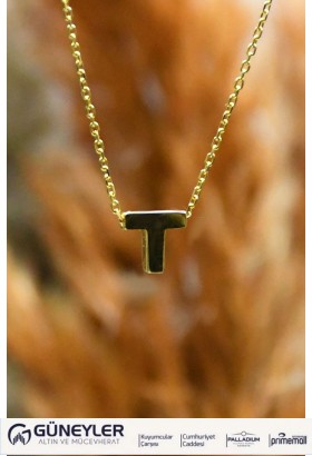 T HARFİ KOLYE 22 AYAR A068125 T HARFİ KOLYE 22 AYAR A068125