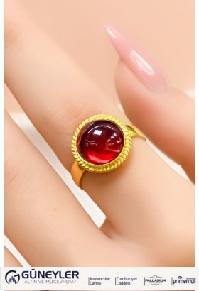 KIRMIZI TAŞLI YÜZÜK 22 AYAR A021695 KIRMIZI TAŞLI YÜZÜK 22 AYAR A021695