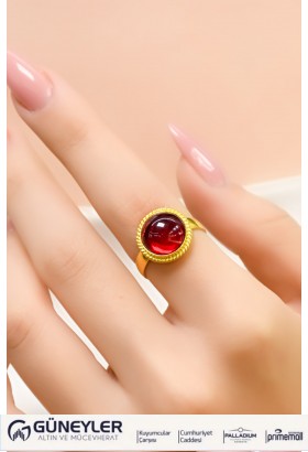 KIRMIZI TAŞLI YÜZÜK 22 AYAR A021695 KIRMIZI TAŞLI YÜZÜK 22 AYAR A021695