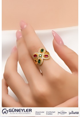 RENKLİ TAŞLI YÜZÜK 22 AYAR A037631