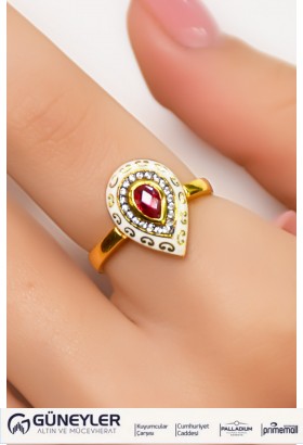 KIRMIZI TAŞLI DAMLA YÜZÜK 22 AYAR A056471 KIRMIZI TAŞLI DAMLA YÜZÜK 22 AYAR A056471