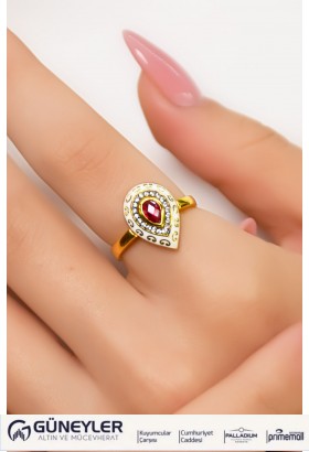 KIRMIZI TAŞLI DAMLA YÜZÜK 22 AYAR A056471 KIRMIZI TAŞLI DAMLA YÜZÜK 22 AYAR A056471