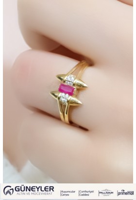 BAGET TAŞLI YÜZÜK 14 AYAR A056858