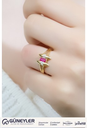 BAGET TAŞLI YÜZÜK 14 AYAR A056858