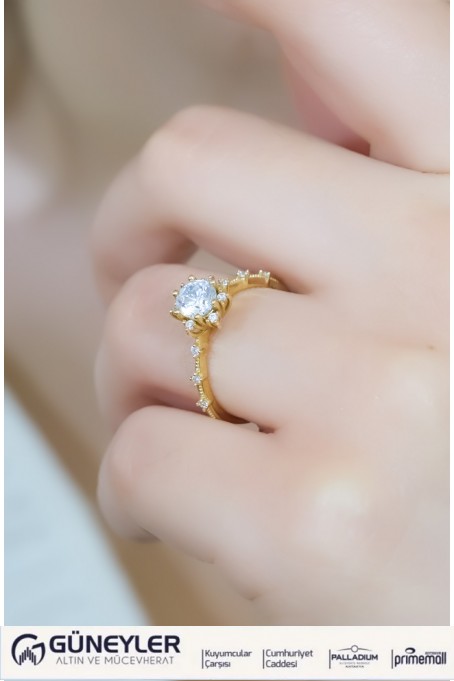 LOTUS ÇİÇEĞİ TEKTAŞ YÜZÜK 14 AYAR A063495 LOTUS ÇİÇEĞİ TEKTAŞ YÜZÜK 14 AYAR A063495