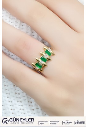 YEŞİL TAŞLI YÜZÜK 14 AYAR A056857