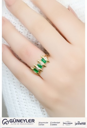 YEŞİL TAŞLI YÜZÜK 14 AYAR A056857