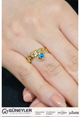 NAZAR BONCUKLU YÜZÜK 14 AYAR A049473