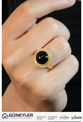 SİYAH TAŞLI YÜZÜK 22 AYAR A072412