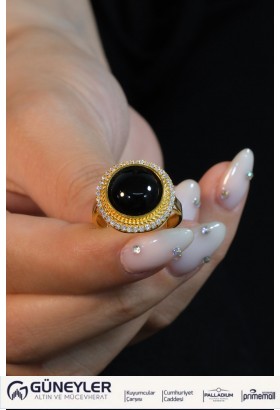SİYAH TAŞLI YÜZÜK 22 AYAR A072412