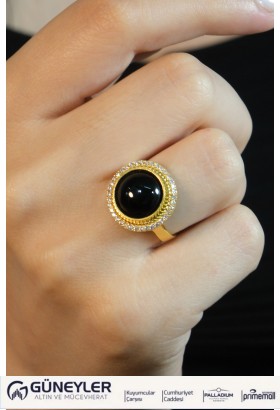 SİYAH TAŞLI YÜZÜK 22 AYAR A072412