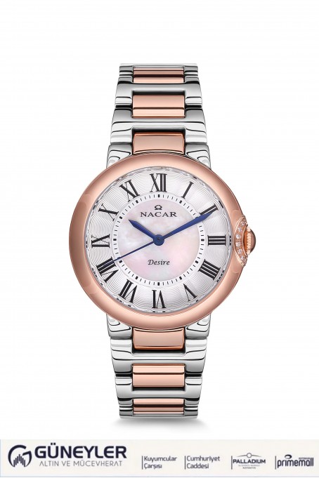 NACAR ÇELİK - PEMBE METAL KADIN KOL SAATİ NC33-396722-EWMS