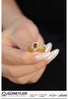 MOR TAŞLI YÜZÜK 22 AYAR A058058