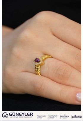MOR TAŞLI YÜZÜK 22 AYAR A058058