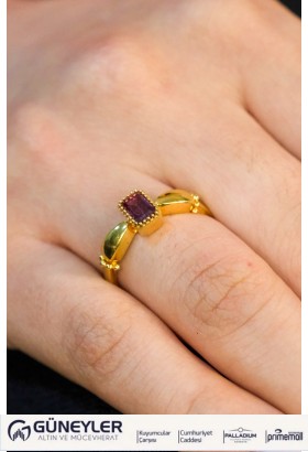 MOR TAŞLI YÜZÜK 22 AYAR A054491 MOR TAŞLI YÜZÜK 22 AYAR A054491