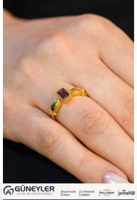 MOR TAŞLI YÜZÜK 22 AYAR A054491 MOR TAŞLI YÜZÜK 22 AYAR A054491