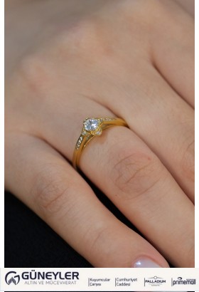 ÇİÇEK MODEL TEKTAŞ YÜZÜK 22 AYAR A049285