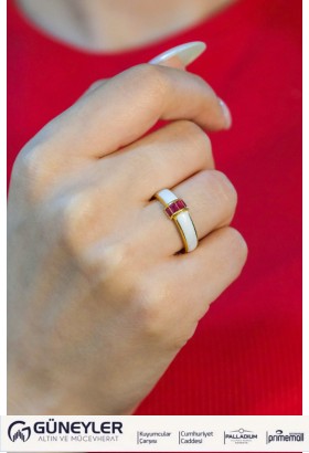 KIRMIZI TAŞLI MİNELİ YÜZÜK 22 AYAR A064342
