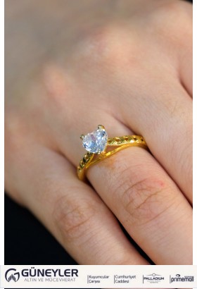 KALPLİ TEKTAŞ YÜZÜK 22 AYAR A075158 KALPLİ TEKTAŞ YÜZÜK 22 AYAR A075158