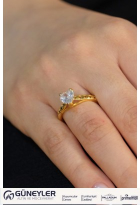 KALPLİ TEKTAŞ YÜZÜK 22 AYAR A075158 KALPLİ TEKTAŞ YÜZÜK 22 AYAR A075158