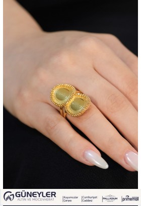 ÇİFT ÇEYREKLİ YÜZÜK 22 AYAR A074483