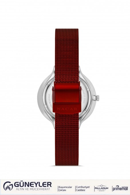 NACAR BORDO HASIR BAND KADIN KOL SAATİ NC17-3920549-ARM NACAR BORDO HASIR BAND KADIN KOL SAATİ NC17-3920549-ARM