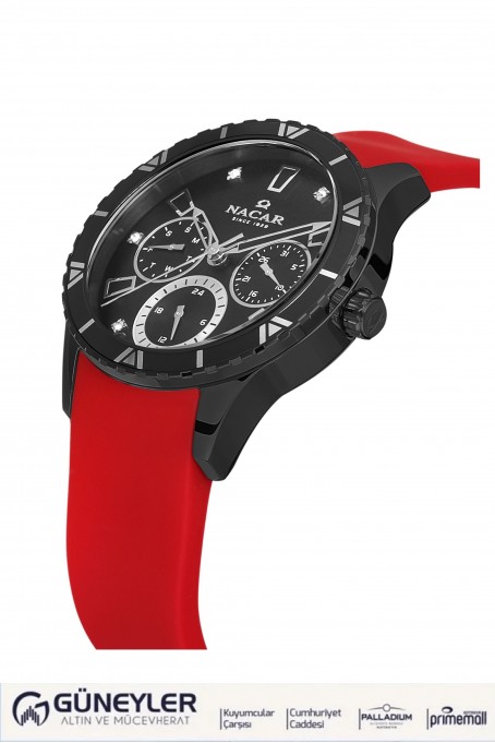 NACAR KIRMIZI SİLİKON KADIN KOL SAATİ NC38-396350-BBS4