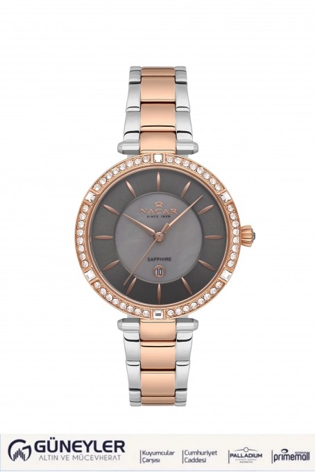 NACAR ÇELİK - PEMBE METAL BAND KADIN KOL SAATİ NC34-39B662-EGMS