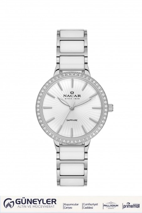 NACAR BEYAZ SERAMİK KADIN KOL SAATİ NC33-398208-AWMS
