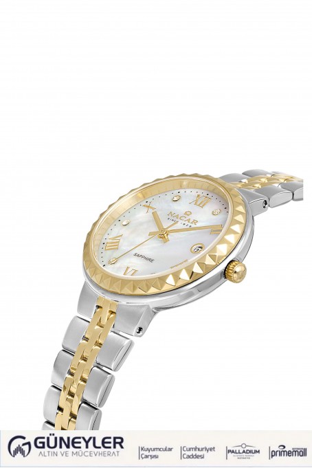 NACAR ÇELİK - SARI METAL BAND KADIN KOL SAATİ NC34-39B716-CSMS