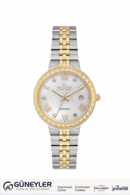 NACAR ÇELİK - SARI METAL BAND KADIN KOL SAATİ NC34-39B716-CSMS