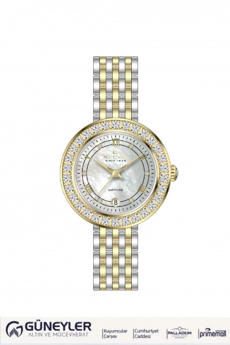 NACAR ÇELİK - SARI METAL BAND KADIN KOL SAATİ NC34-39B717-CSMS