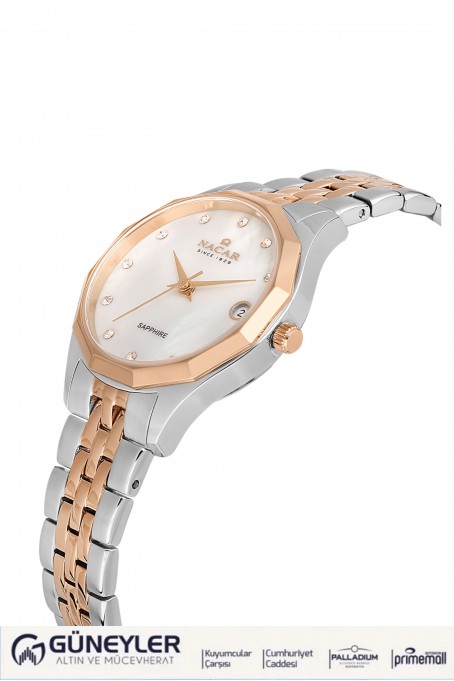 NACAR ÇELİK - PEMBE METAL BAND KADIN KOL SAATİ NC34-39B715-ESMS