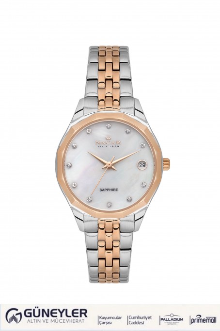 NACAR ÇELİK - PEMBE METAL BAND KADIN KOL SAATİ NC34-39B715-ESMS