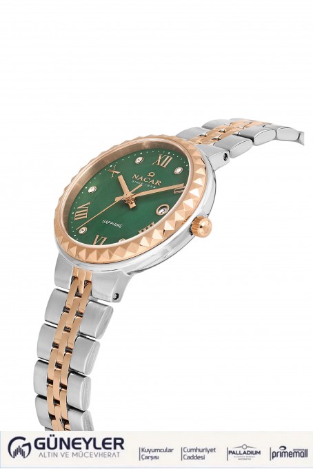 NACAR ÇELİK - PEMBE METAL BAND KADIN KOL SAATİ NC34-39B716-ENMS